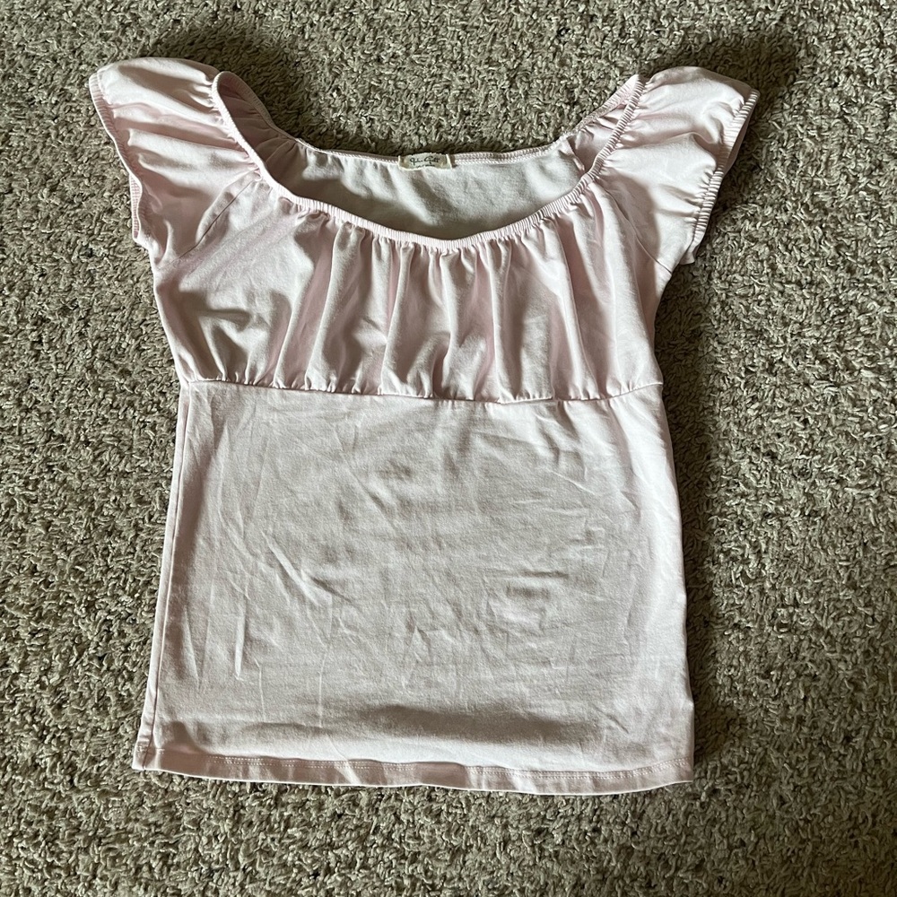 Brandy Melville John Galt Pink Ruffle Sleeve Tank